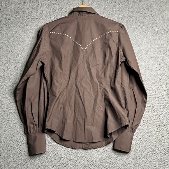 WRANGLER x YELLOW ROSE by Kendra Scott Rodeo Shirt Women M Brown Studded Western - Picture 3 of 12